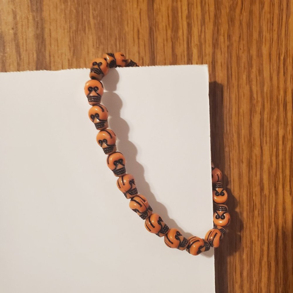 Stretchy Skull bracelet Orange & Black - Picture 8 of 8